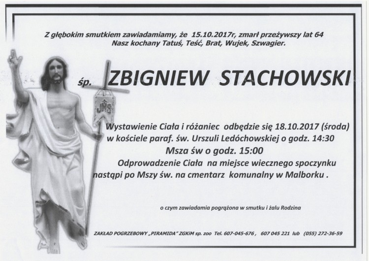 Zbigniew Stachowski. Żył 64 lat.