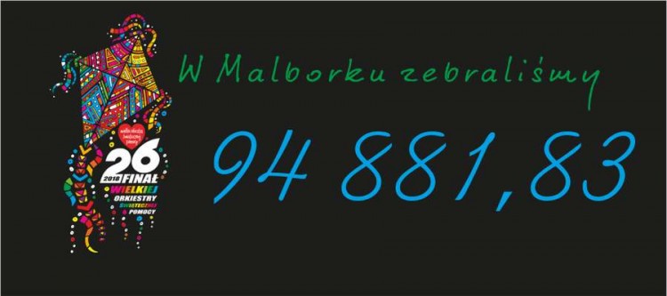 94 881,83 PLN - tyle łącznie zebrał Sztab WOŚP Malbork - 14.02.2018