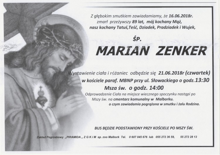 Zmarł Marian Zenker. Żył 89 lat.