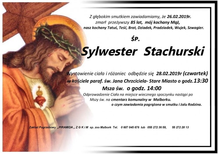 Zmarł Sylwester Stachurski. Żył 85 lat.