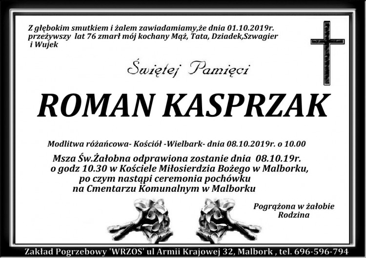 Zmarł Roman Kasprzak. Żył 76 lat
