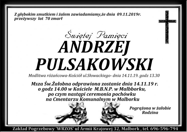 Zmarł Andrzej Pulsakowski. Żył 70 lat.