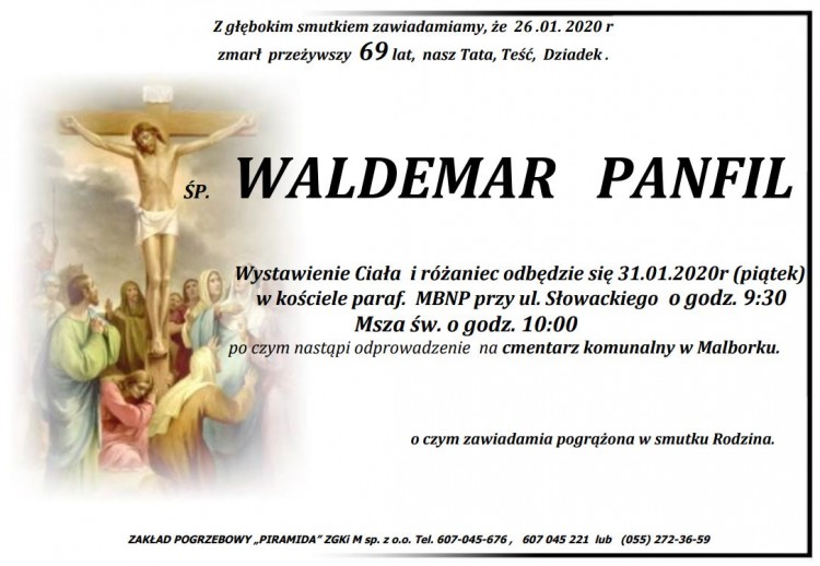 Zmarł Waldemar Panfil. Żył 69 lat.