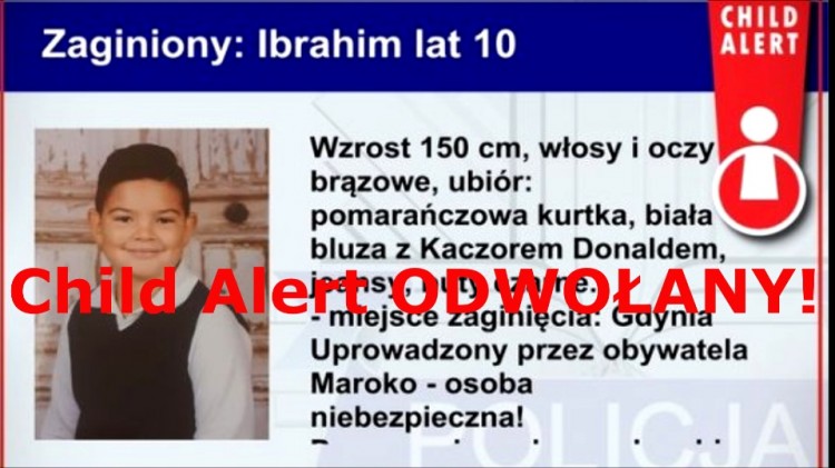 Child Alert odwołany. 10 - letni Ibrahim odnaleziony.