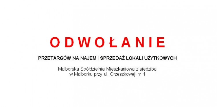 Malborska Spółdzielnia Mieszkaniowa z siedzibą w Malborku przy ul.&#8230;