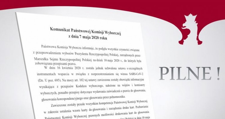 Państwowa Komisja Wyborcza: Wybory prezydenckie 10 maja nie odbędą…