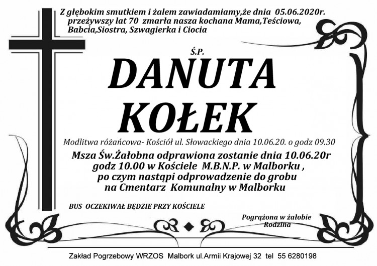 Zmarła Danuta Kołek. Żyła 70 lat.