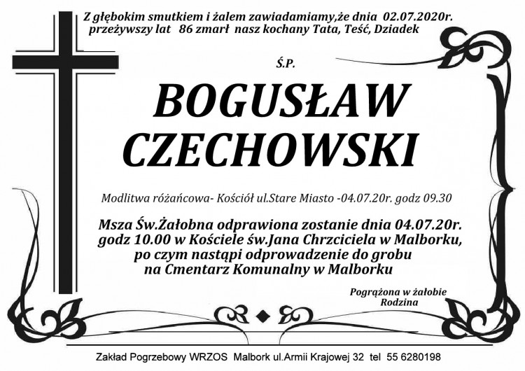 Zmarł Bogusław Czechowski. Żył 86 lat.