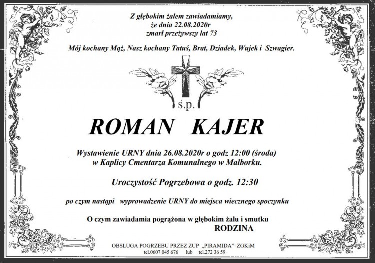 Zmarł Roman Kajer. Żył 73 lata.