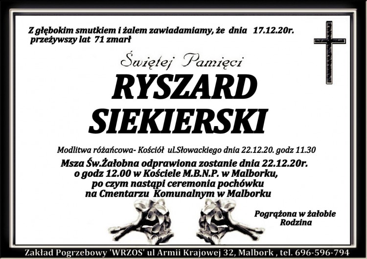 Zmarł Ryszard Siekierski. Żył 71 lat.