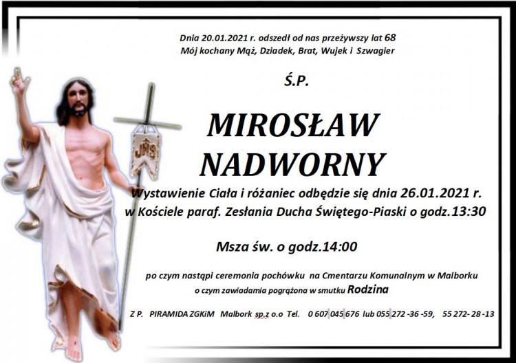 Zmarł Mirosław Nadworny. Żył 68 lat.