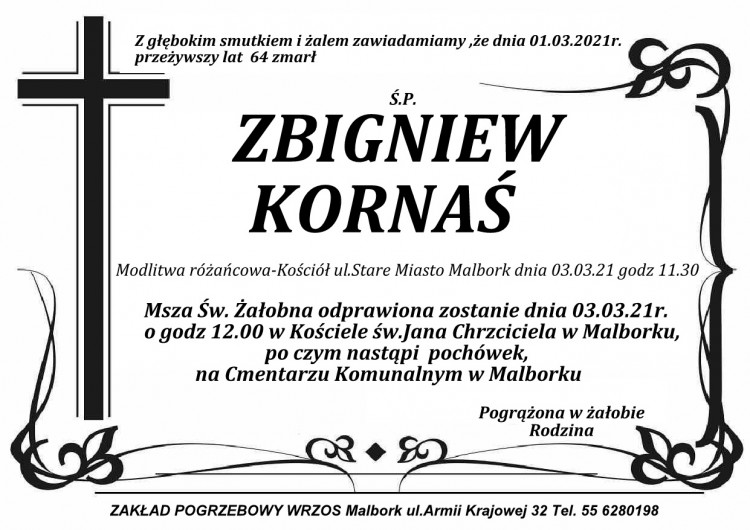 Zmarł Zbigniew Kornaś. Żył 64 lata.