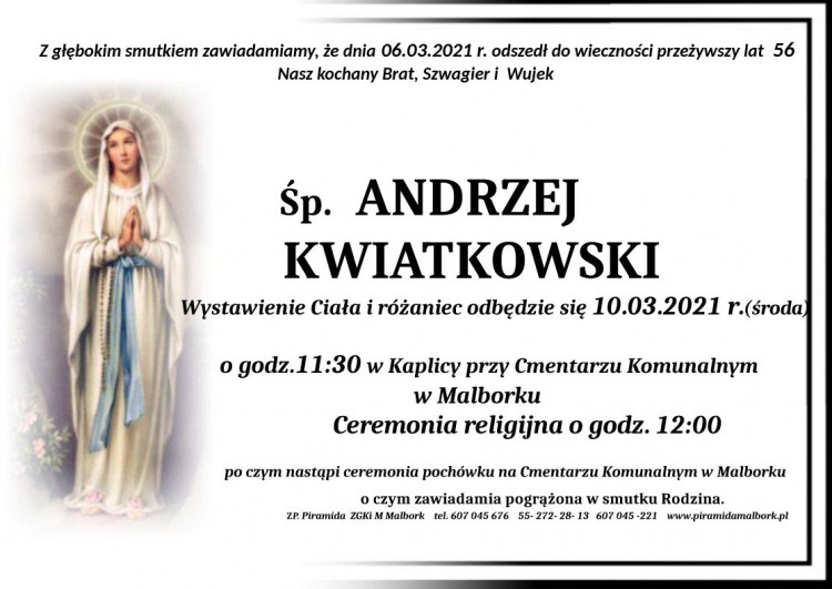Zmarł Andrzej Kwiatkowski. Żył 56 lat.