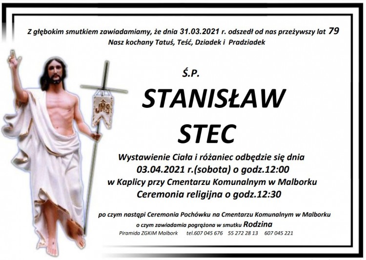 Zmarł Stanisław Stec. Żył 79 lat.