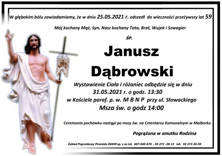 Zmarł Janusz Dąbrowski. Żył 59 lat.