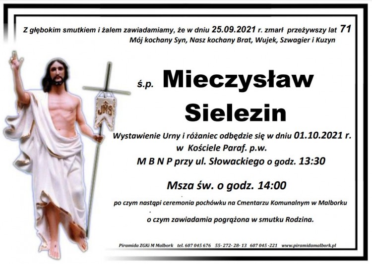 Zmarł Mieczysław Sielezin. Żył 71 lat.