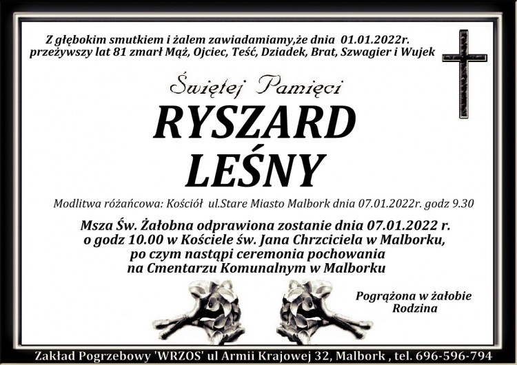 Zmarł Ryszard Leśny. Żył 81 lat.