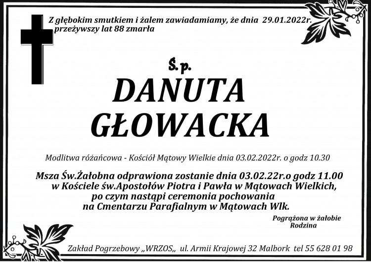 Zmarła Danuta Głowacka. Żyła 88 lat. 