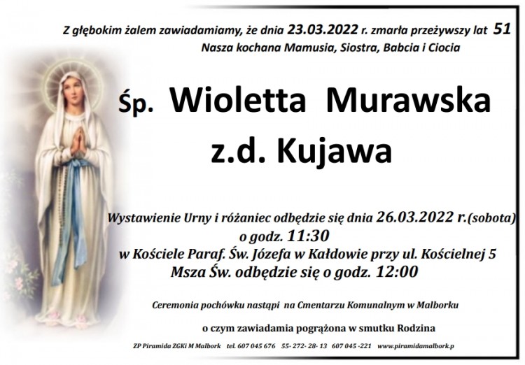 Zmarła Wioletta Murawska. Żyła 51 lat.