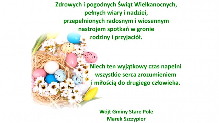 Życzenia Wielkanocne Wójta Gminy Stare Pole.