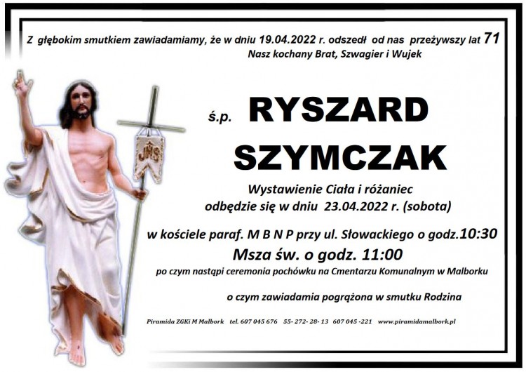 Zmarł Ryszard Szymczak. Żył 71 lat.