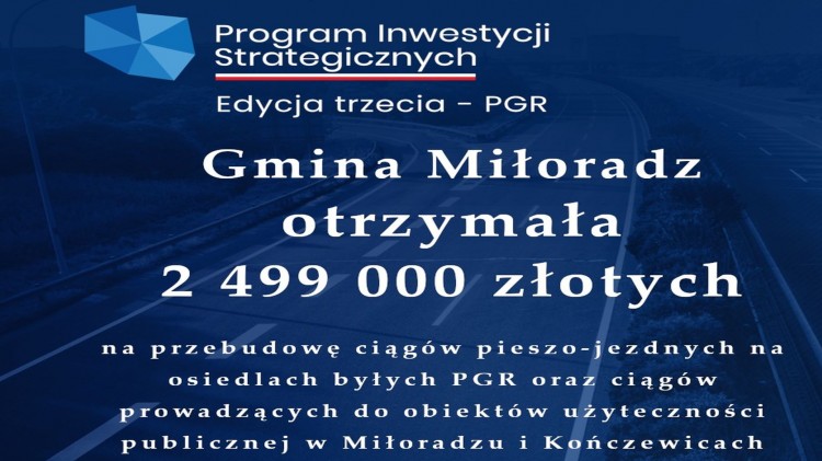 Gmina Miłoradz pozyskała kolejne miliony na drogowe inwestycje.