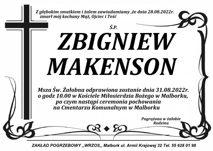 Zmarł Zbigniew Makenson. 