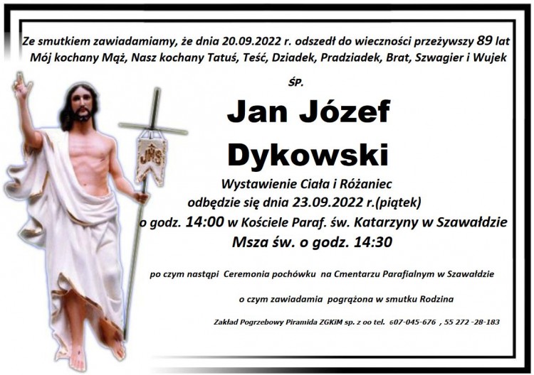 Zmarł Jan Józef Dykowski. Miał 89 lat.