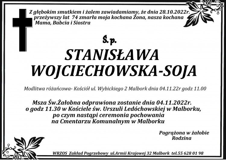 Malbork. Zmarła nauczycielka Stanisława Wojciechowska – Soja. Miała&#8230;