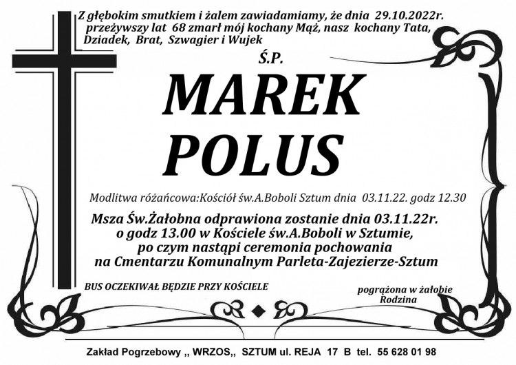 Zmarł Marek Polus. Miał 68 lat.