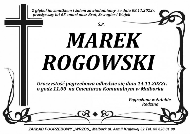 Zmarł Marek Rogowski. Miał 65 lat.