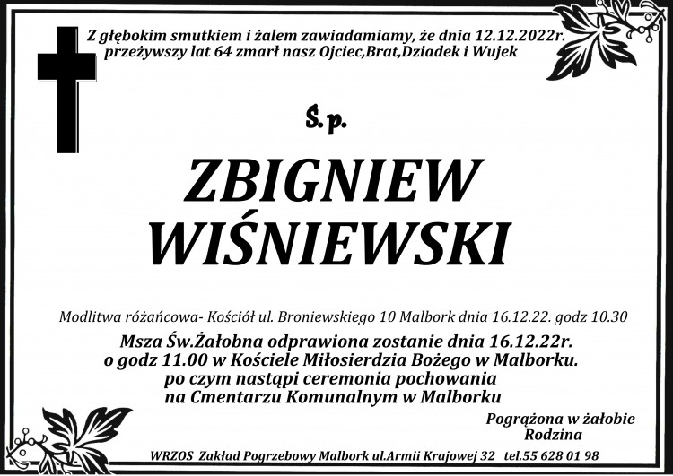 Zmarł Zbigniew Wiśniewski. Żył 64 lata.