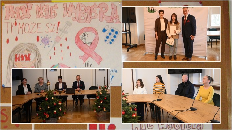 Nowy Dwór Gdański. Laureaci konkursu plastycznego o wiedzy HIV/AIDS nagrodzeni.