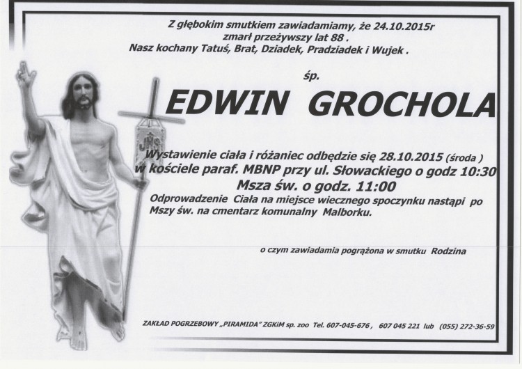 Zmarł Edwin Grochola. Żył 88 lat.