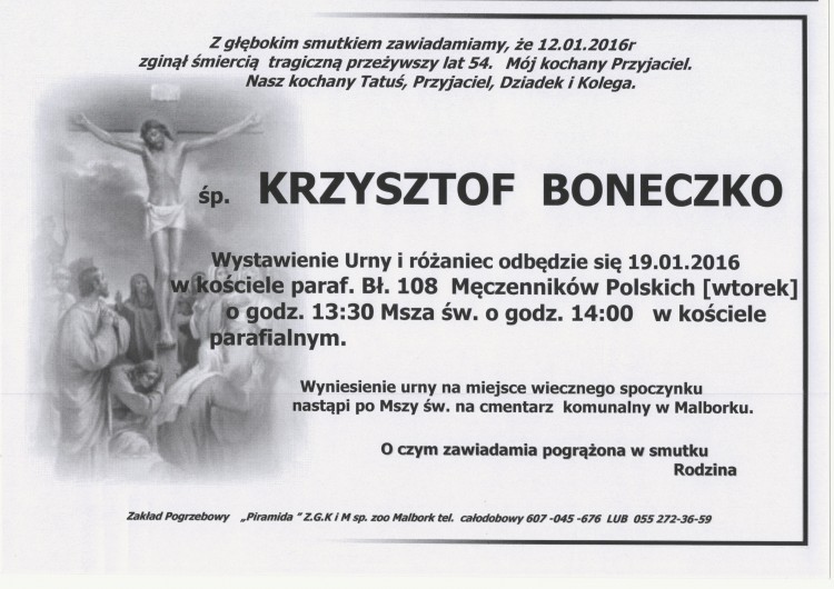 Zmarł Krzysztof Boneczko. Żył 54 lata.