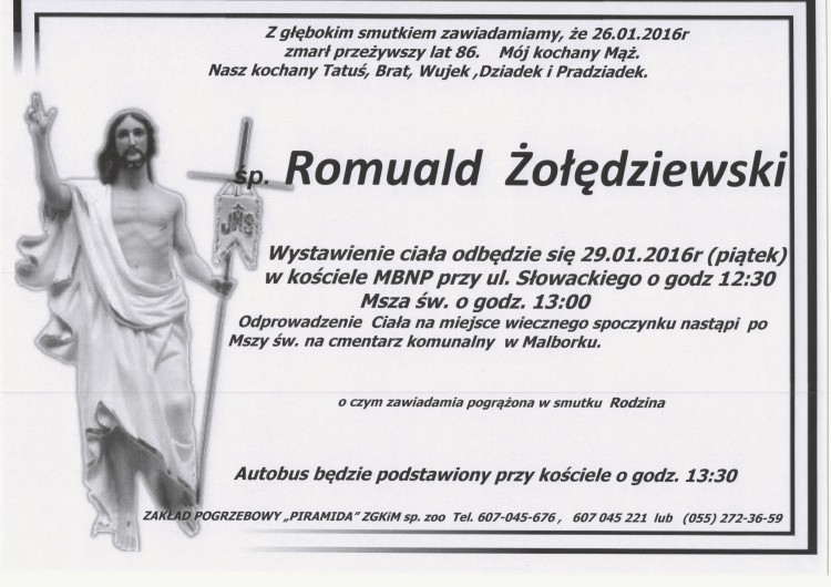 Zmarł Romuald Żołędziewski. Żył 86 lat.