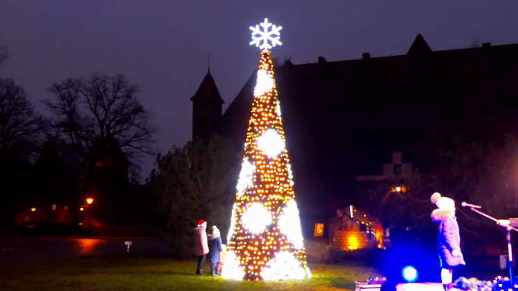 Malbork. Iluminacja zamkowej choinki - 15.12.2021