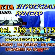 Logo: WYPOŻYCZALNIA PRZYCZEP PIETA MALBORK - TEL. 539 175 175