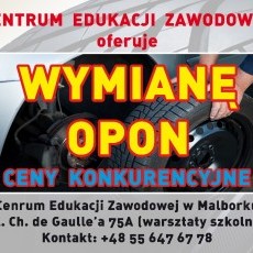 Logo: Wymiana Opon w Centrum Edukacji Zawodowej w Malborku. Zapraszamy