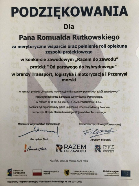 Nowy Dwór Gdański. Uczniowie Zespołu Szkół wyróżnieni w konkursie Razem do zawodu.