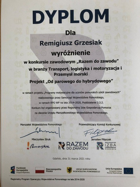 Nowy Dwór Gdański. Uczniowie Zespołu Szkół wyróżnieni w konkursie Razem do zawodu.