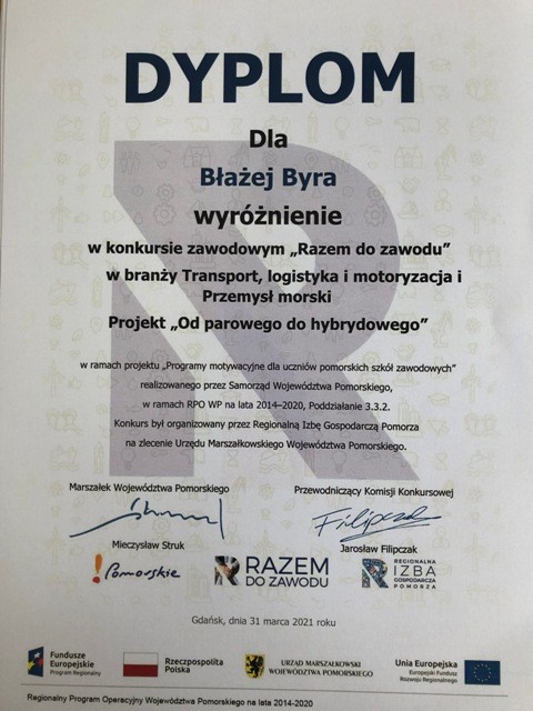 Nowy Dwór Gdański. Uczniowie Zespołu Szkół wyróżnieni w konkursie Razem do zawodu.