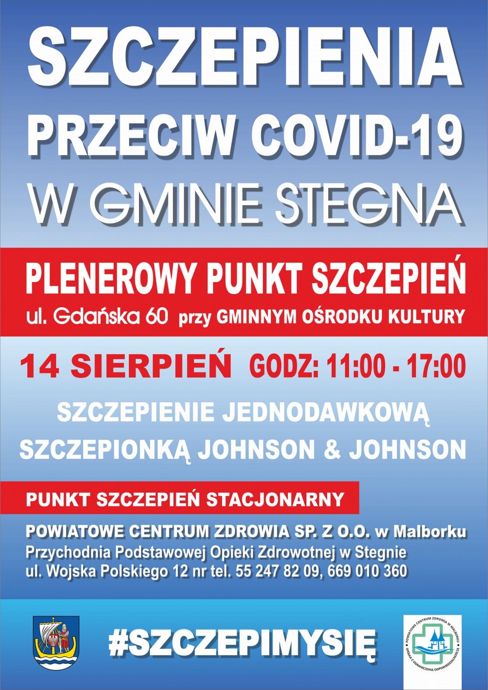 Stegna. Przyjdź i zaszczep się w Plenerowym Punkcie Szczepień.