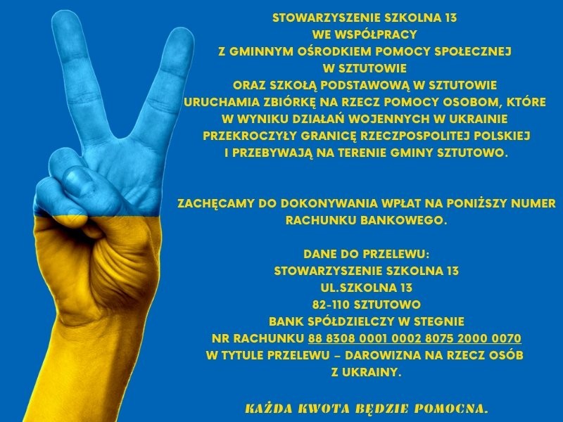 Gmina Sztutowo. Zbiórki na rzecz uchodźców z Ukrainy.