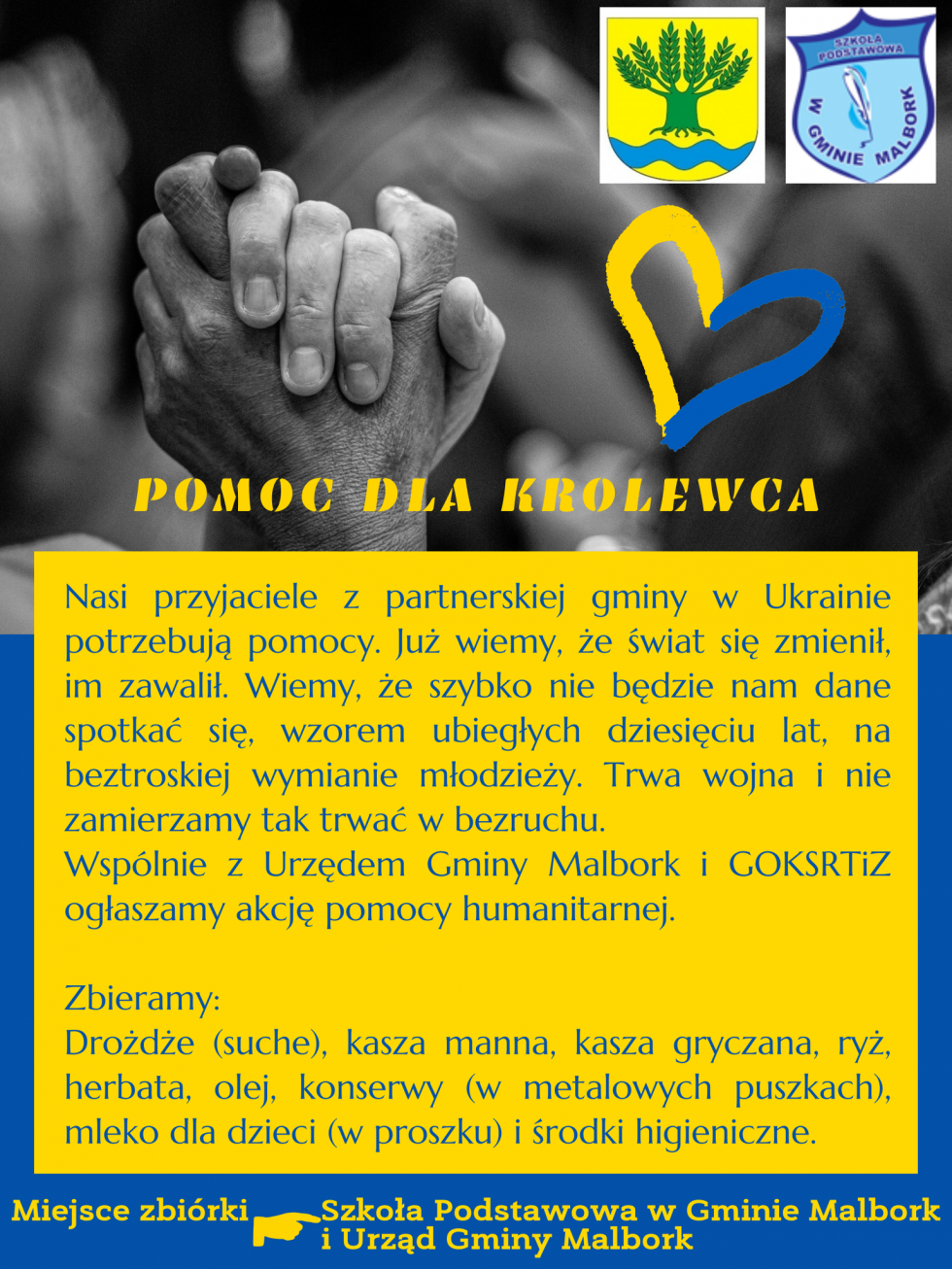 Gmina Malbork. Zbieramy dary dla zaprzyjaźnionego Krolewca.