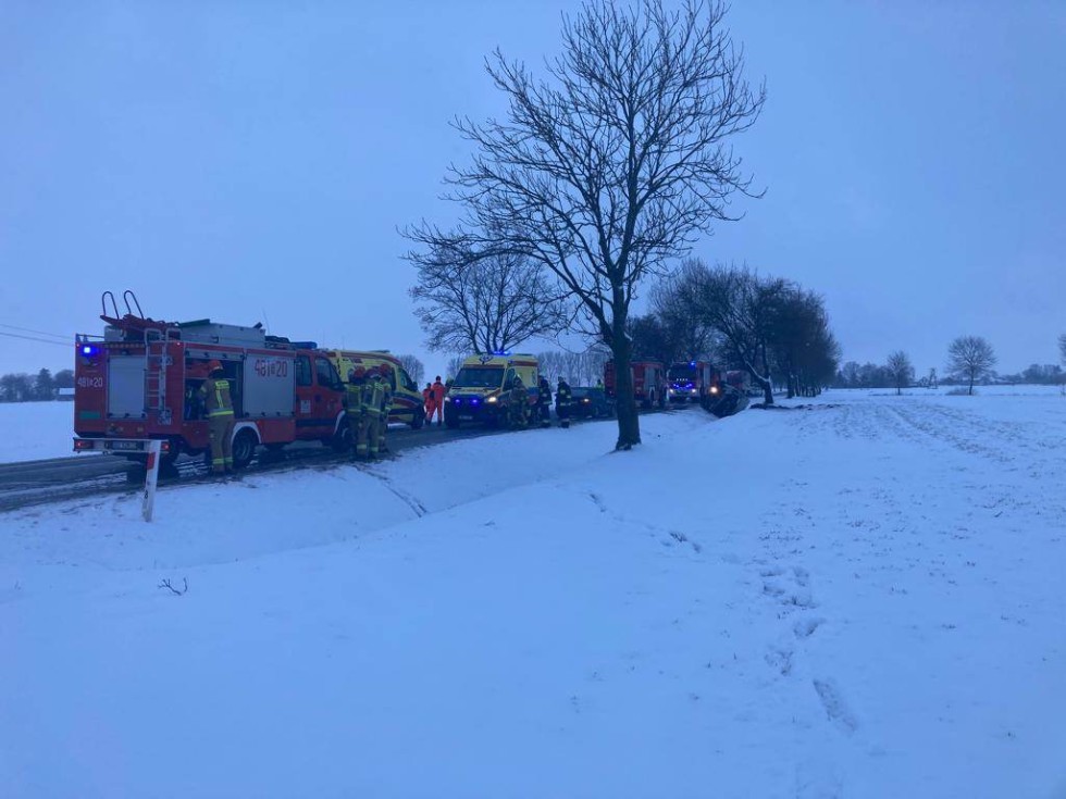 DK55. Bus w rowie w Dębinie – 4 osoby w szpitalu.