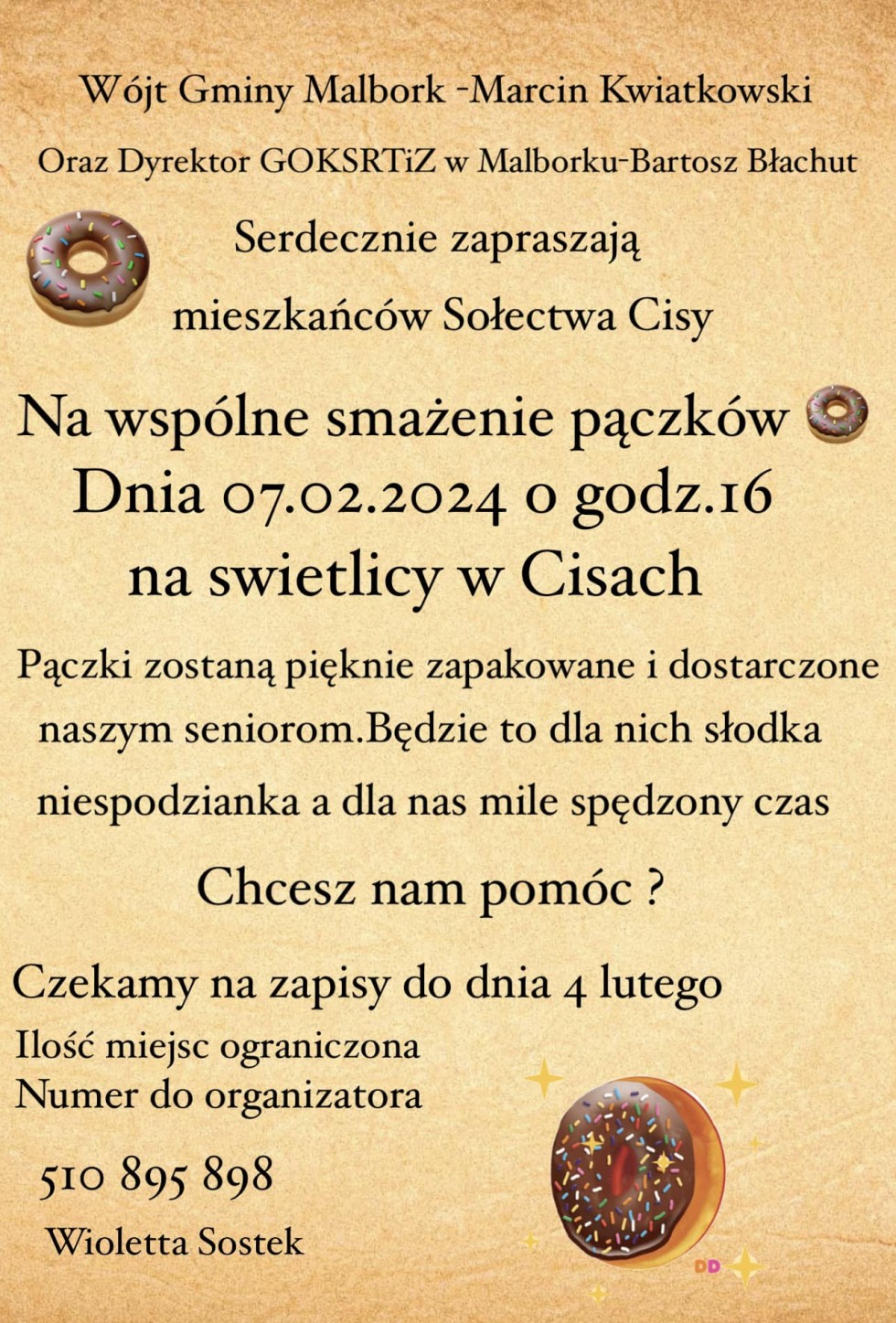 Gmina Malbork zaprasza na wspólne smażenie pączków.