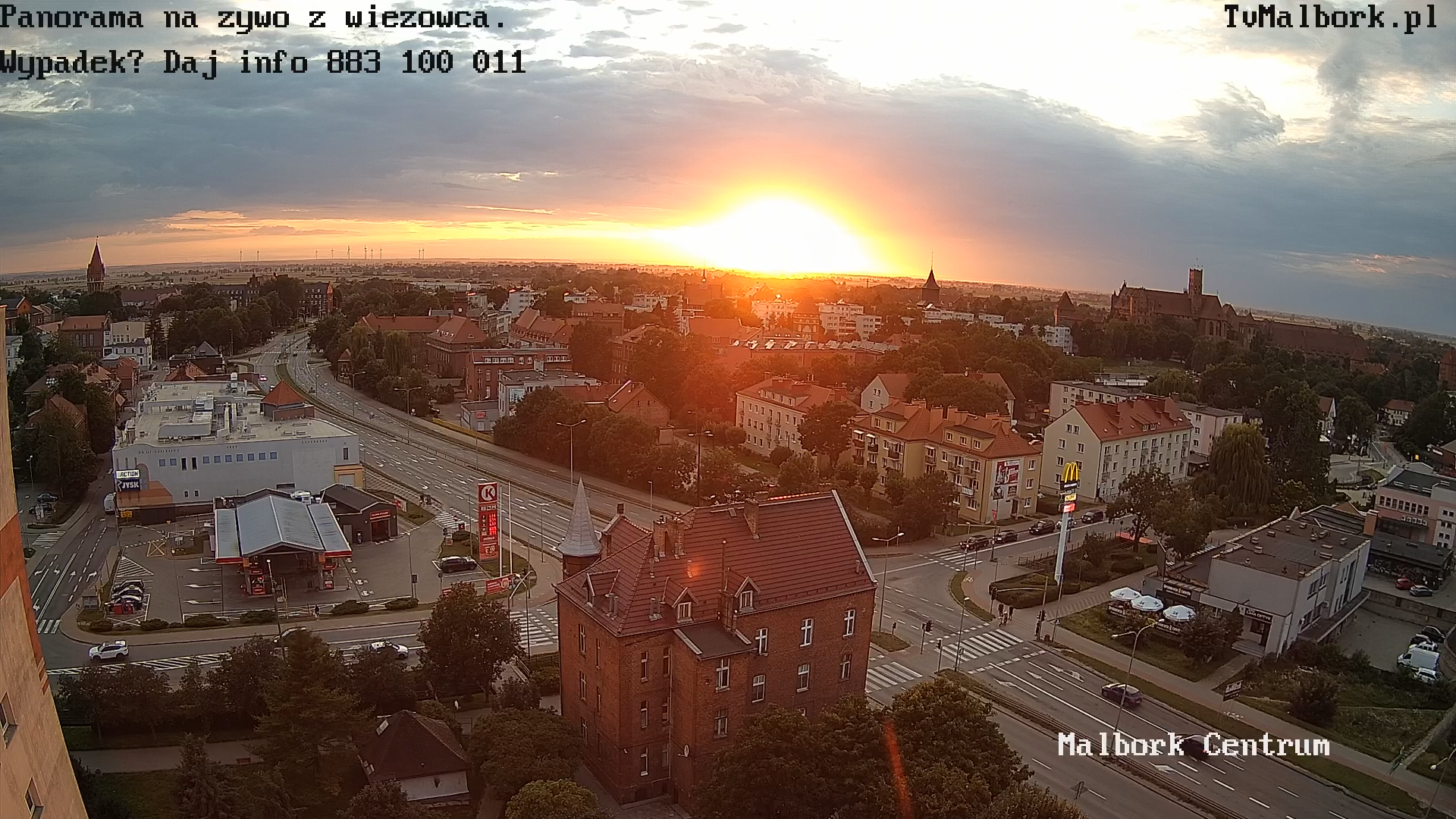 Malbork. Panorama na żywo z wieżowca. Kamery on-line 24/7 - TV Malbork