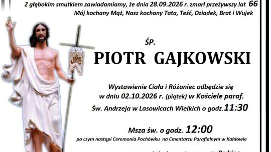 Zmarł Piotr Gajkowski. Miał 66 lat