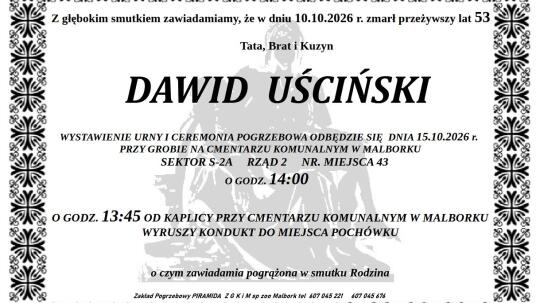 Zmarł Dawid Uściński. Żył 53 lata